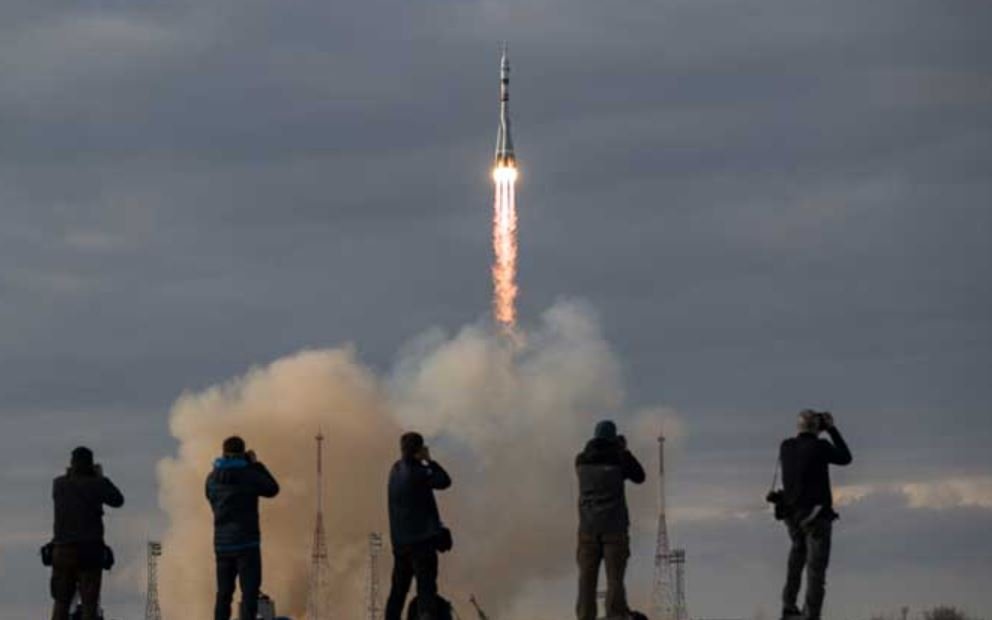 Russian rocket launches a flight attendant